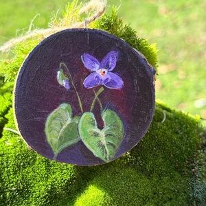 Hand-Painted Violet Hanging Art